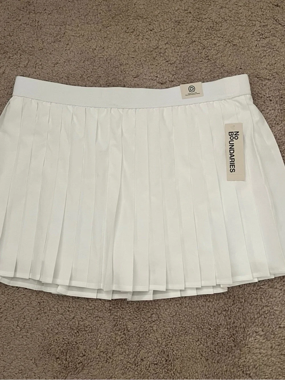 No Boundaries White Pleated Mini Skirt